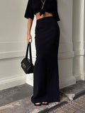 Women Black Long Skirts High Waist