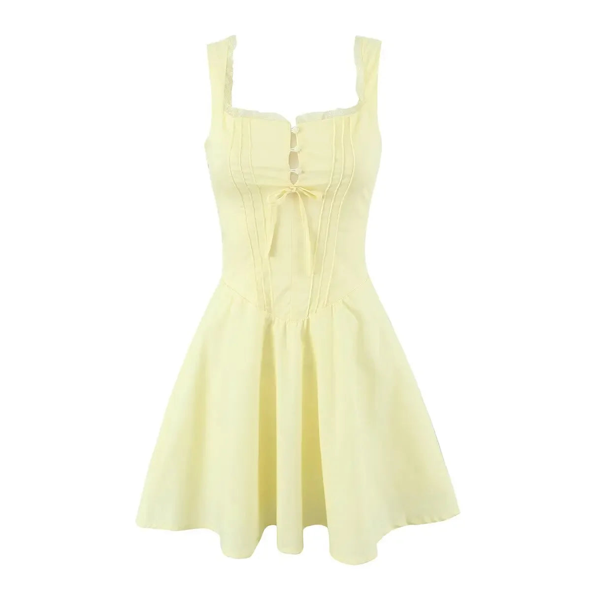 Women Blue Elegant Mini Dress - Yellow / L