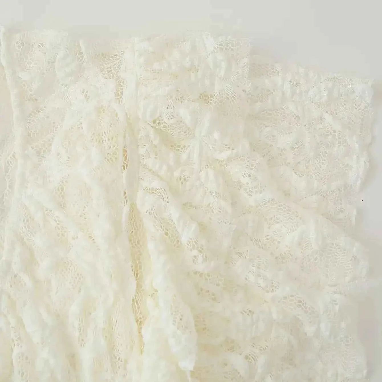 Women Bow Layered Lace Shirt Hollow V-neck