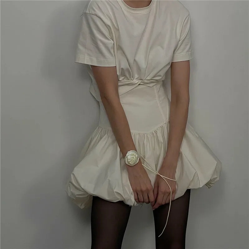 Women Bubble Skirt - WHITE / S
