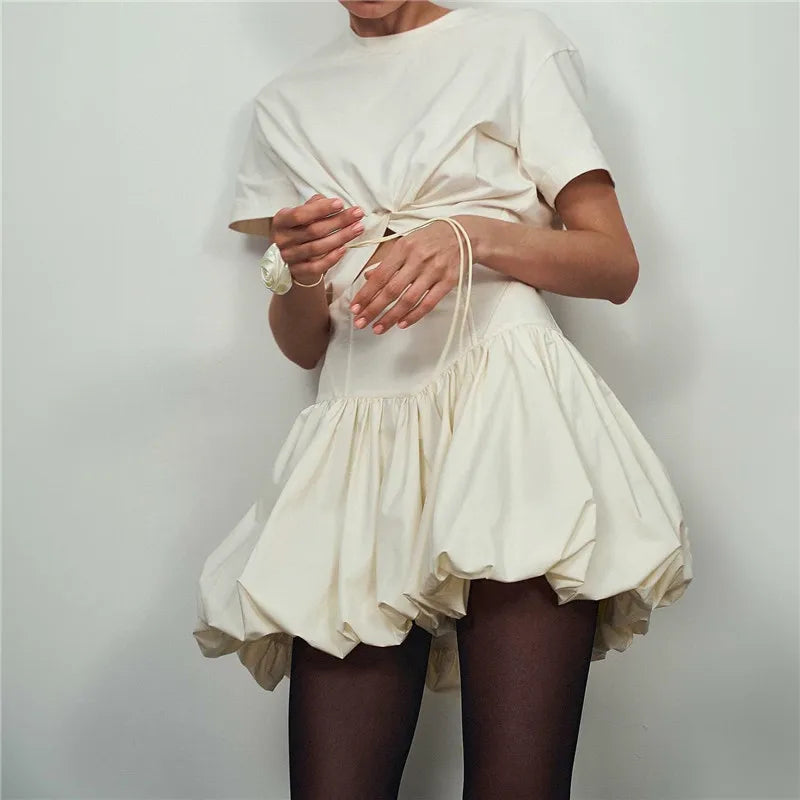 Women Bubble Skirt - WHITE / S