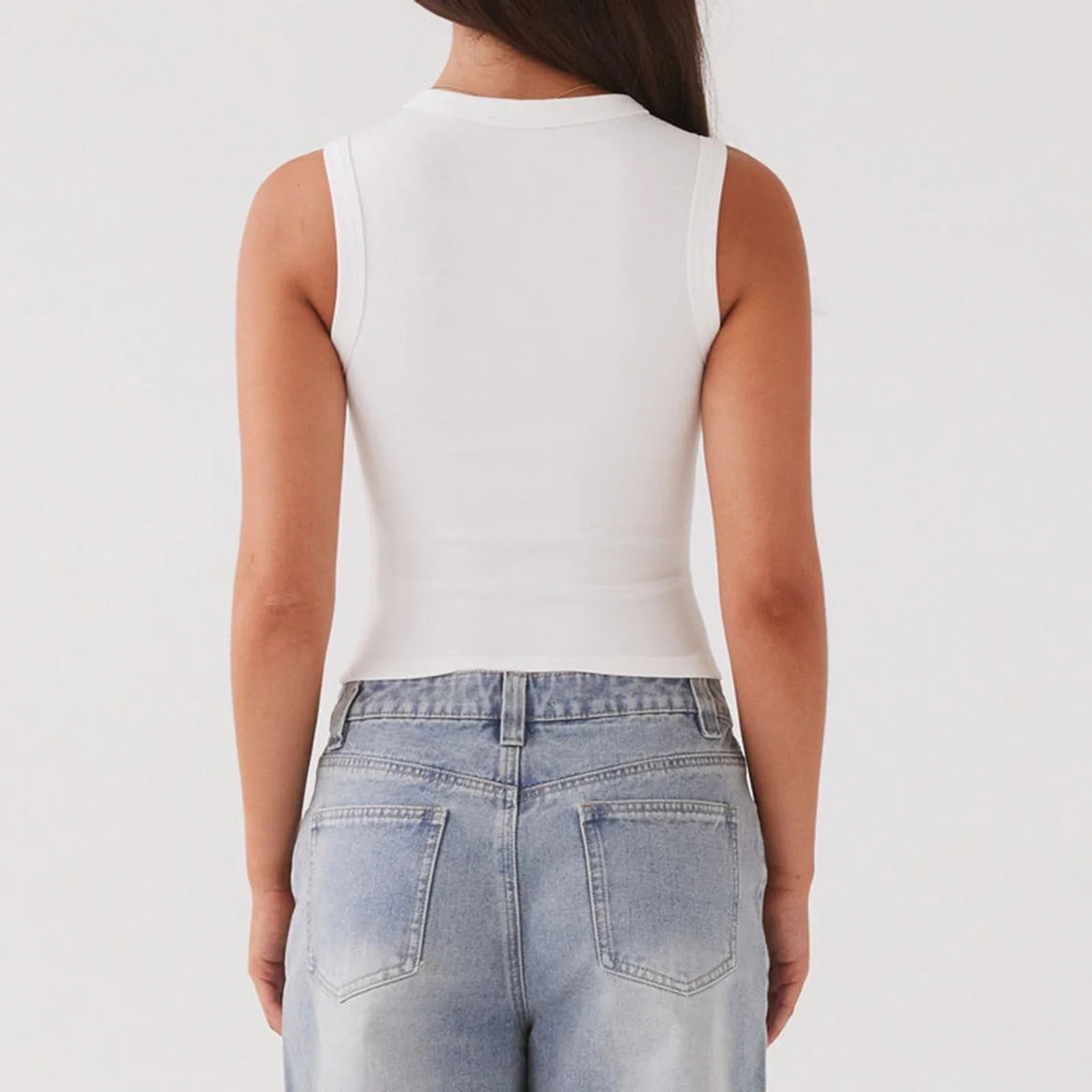 Women Button Down Tank Vest Casual