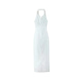 Women Button Up White Sleeveless Maxi Dress