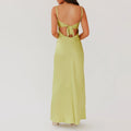 Women Cami Dress Solid Color Sleeveless Tie-Up Front Backless