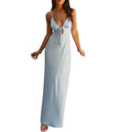 Women Cami Dress Solid Color Sleeveless Tie-Up Front Backless - SKY BLUE / L