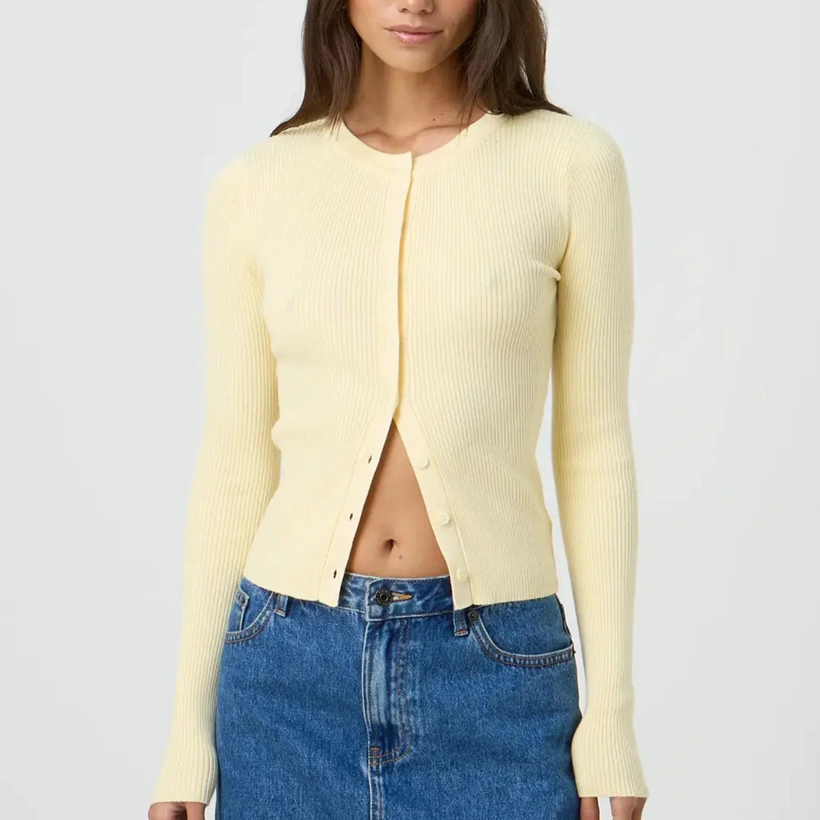 Women Cardigans Sweater - Ginger Yellow / S