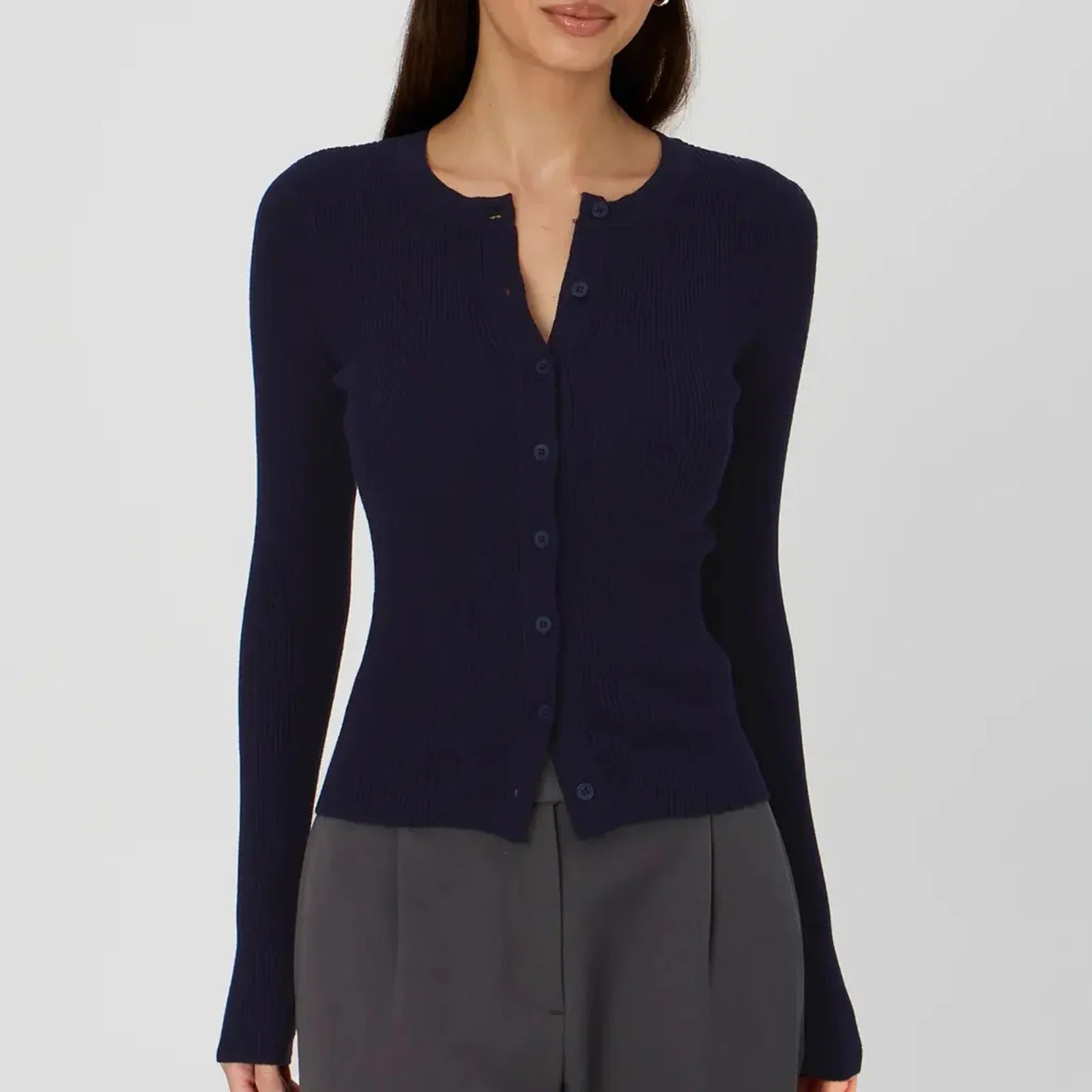 Women Cardigans Sweater - Navy Blue / S