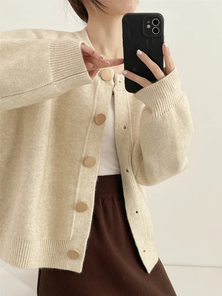 Women Cardigans Sweater O-neck Autumn Winter Knitted Loose - Other