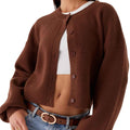 Women Casual Loose O-neck Single Breasted Long Sleeve Sweaters
