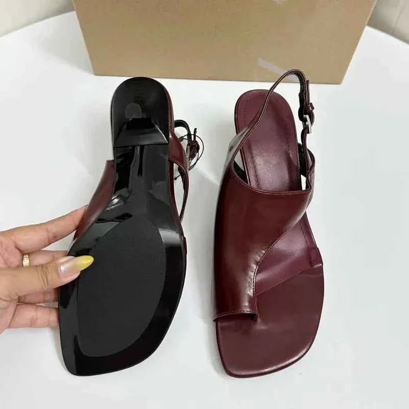 Women Chunky Leather High Heel Sandals