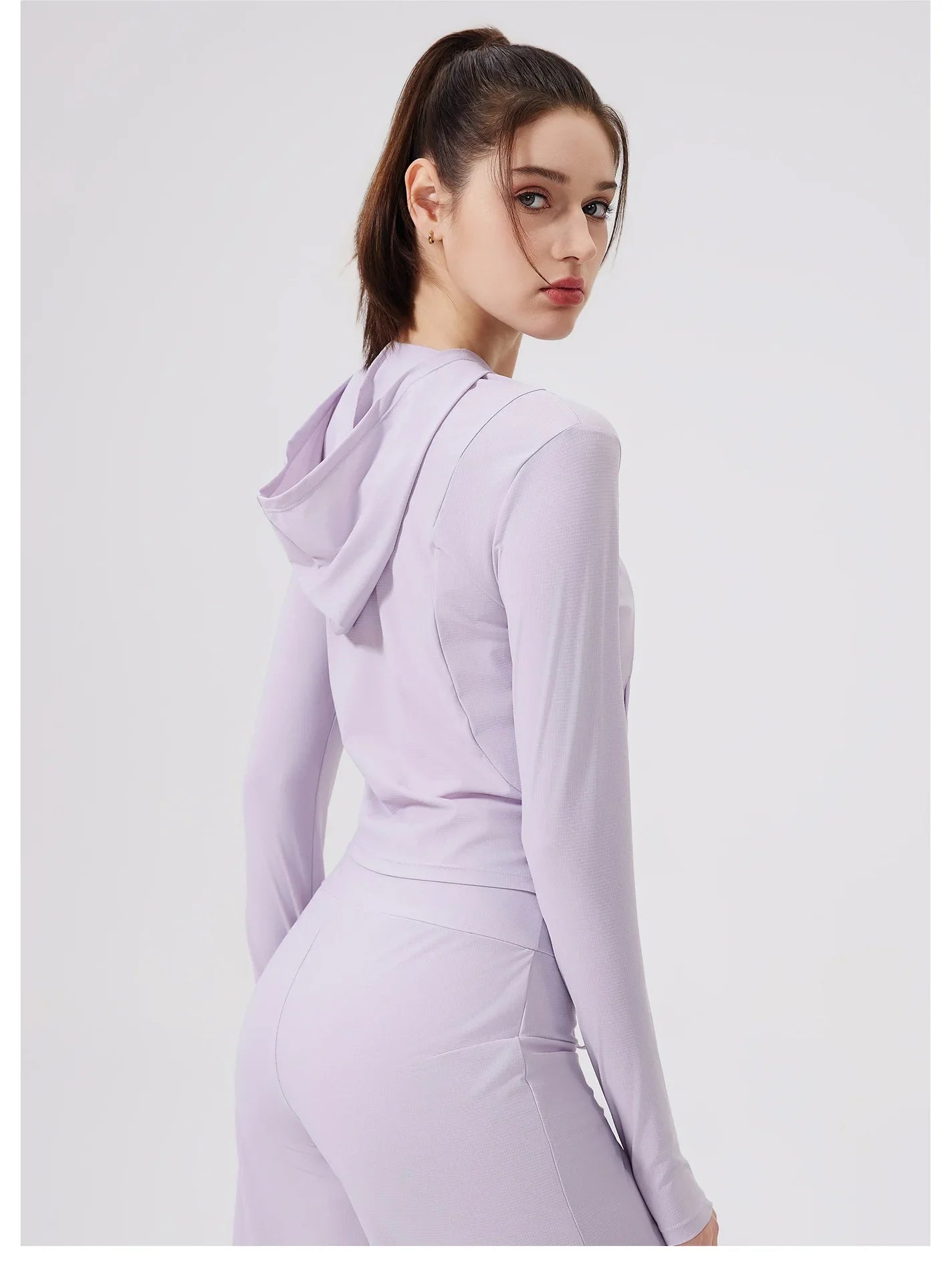 Women Cool Feeling Long Sleeve Fitness Workout Hooded Top