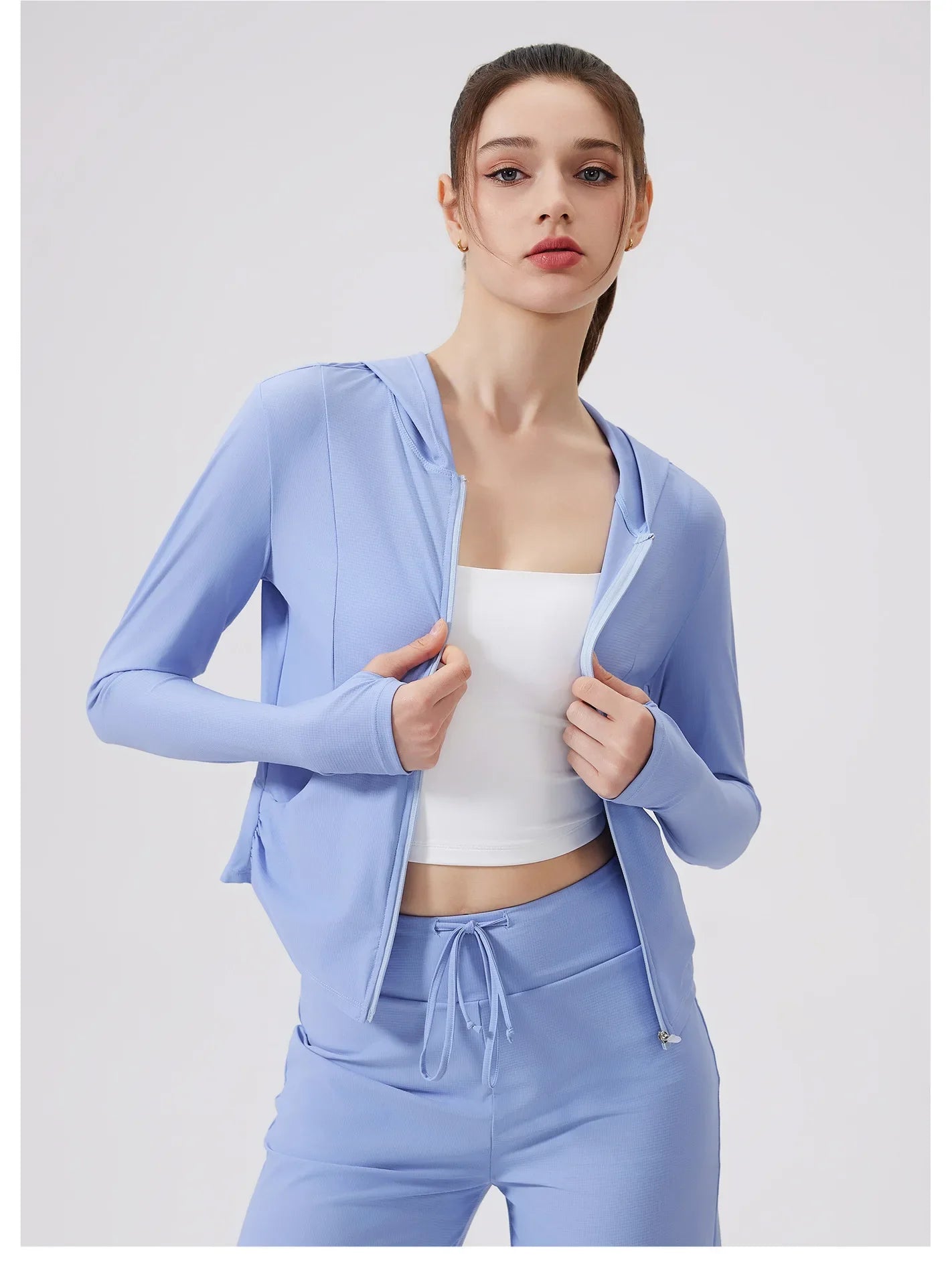 Women Cool Feeling Long Sleeve Fitness Workout Hooded Top