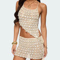 Women Crochet Mini Skirt Set