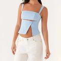 Women Crop Top Split Hem Cutout Backless Tank Top
