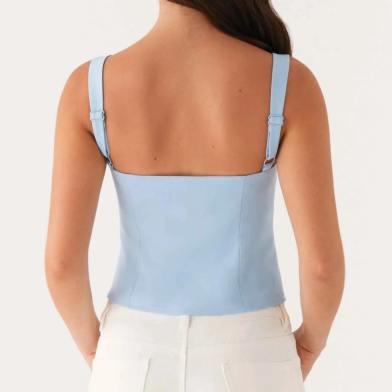 Women Crop Top Split Hem Cutout Backless Tank Top
