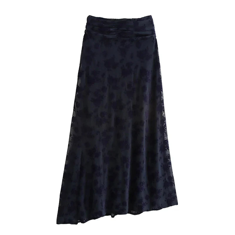 Women Fashion 2 Piece Sets Printed Backless Tank Tops & Vintage Elastic Waist Skirt