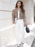 Women Fashion Basic Wool Cropped Jacket Short Coat