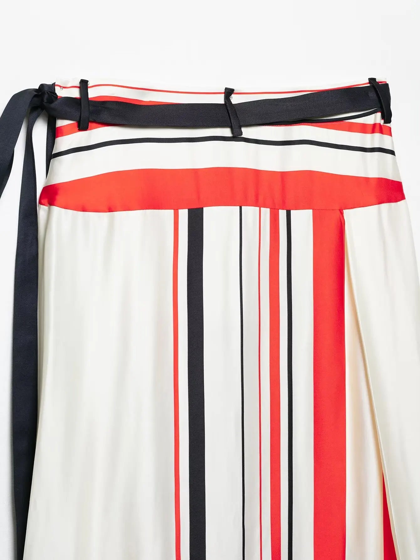 Women Fashion Color Matching Striped Print Asymmetrical Skirt