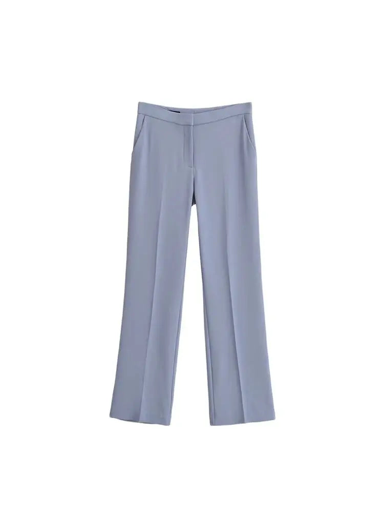 Women Fashion Draped Bustier Tops And High Waist Side Pockets Flared Pants