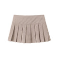 Women Fashion Fitted Round Neck Waistcoat And Mid Waist Pleated Skort - skort / L