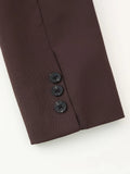 Women Fashion Solid Blazer Lapel Slim Double Breasted Long Suit Coat