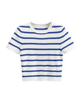 Women Fashion Striped Basic Cropped Knit Sweater
