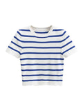 Women Fashion Striped Basic Cropped Knit Sweater - as picture 13 / S