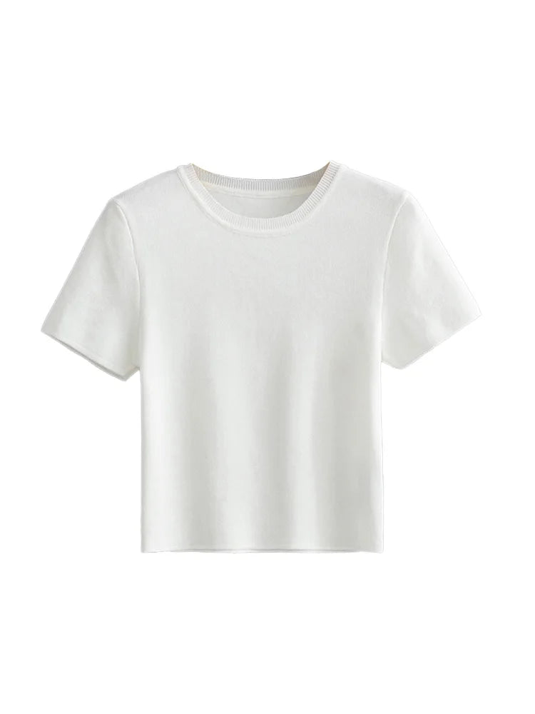 Women Fashion Striped Basic Cropped Knit Sweater - as picture 14 / S