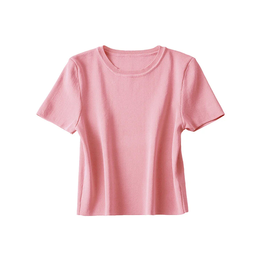 Women Fashion Striped Basic Cropped Knit Sweater - as picture 4 / M