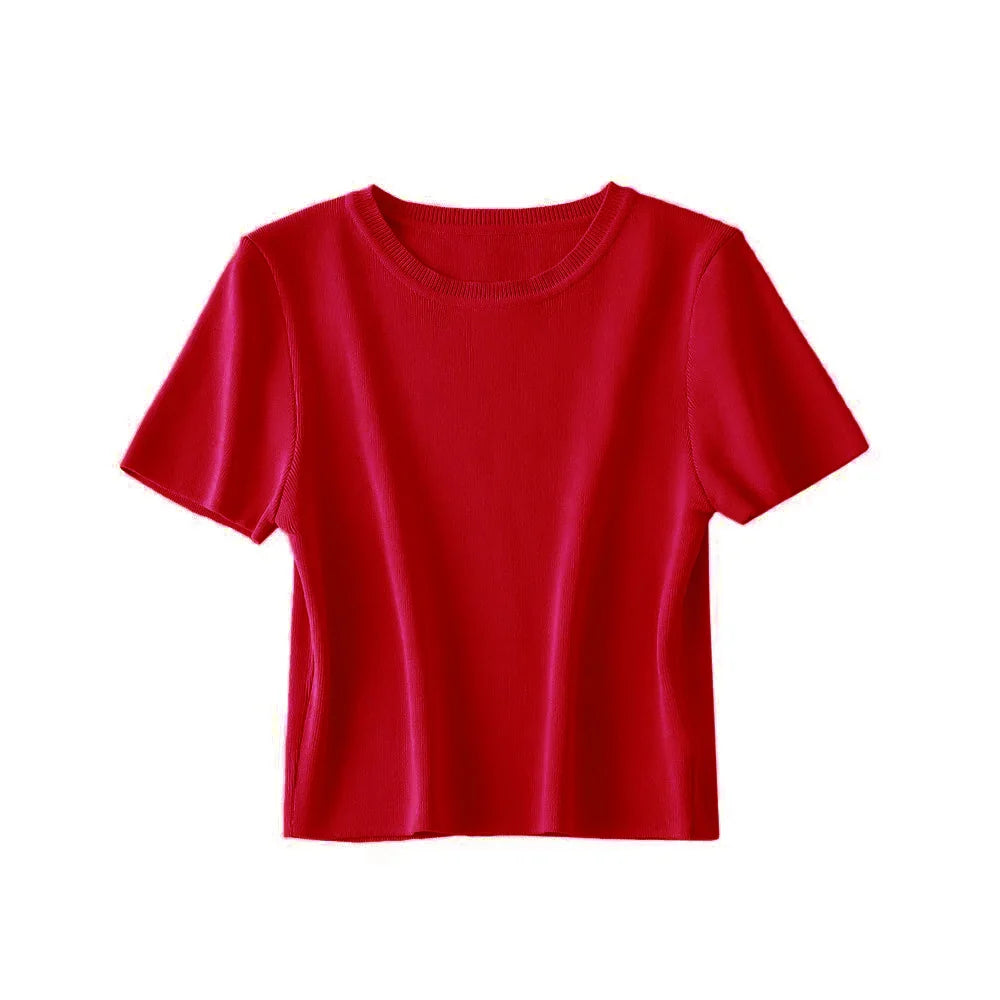 Women Fashion Striped Basic Cropped Knit Sweater - as picture 5 / M