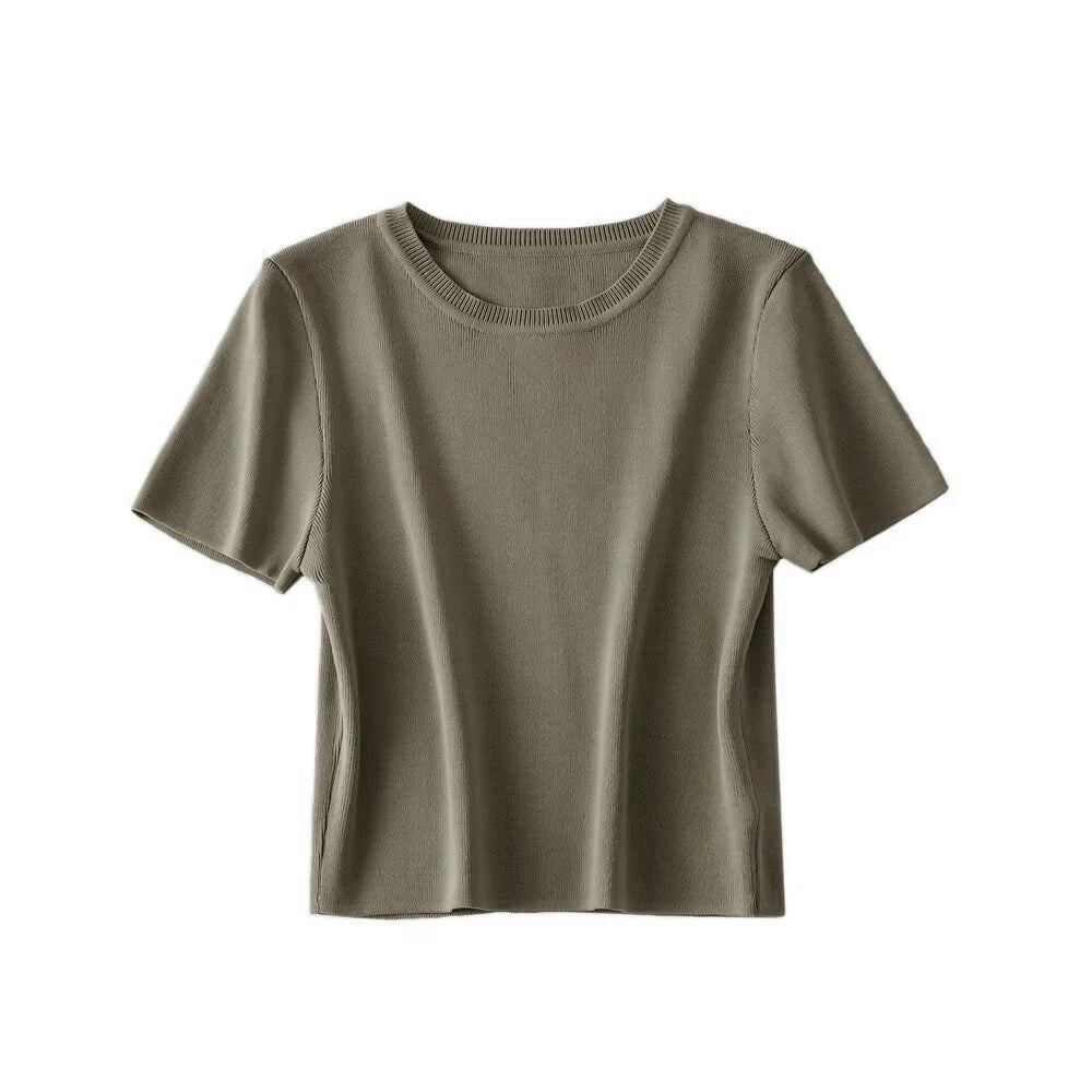 Women Fashion Striped Basic Cropped Knit Sweater - as picture 6 / L