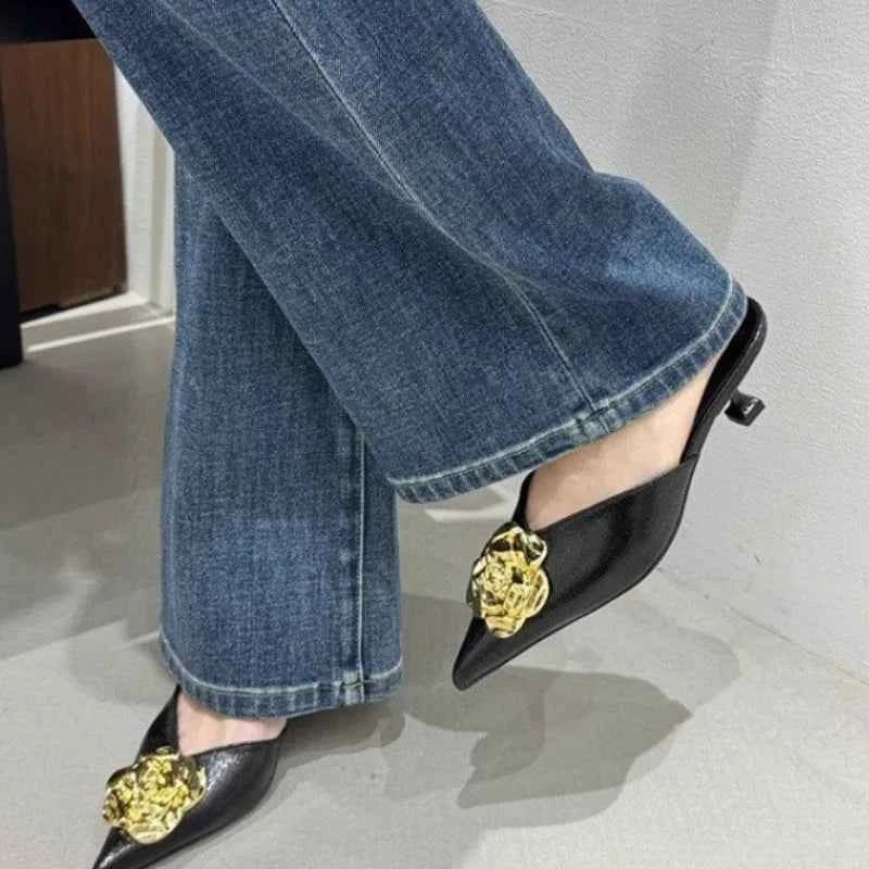 Women Flats Slippers Pointed Toe Elegant Mules