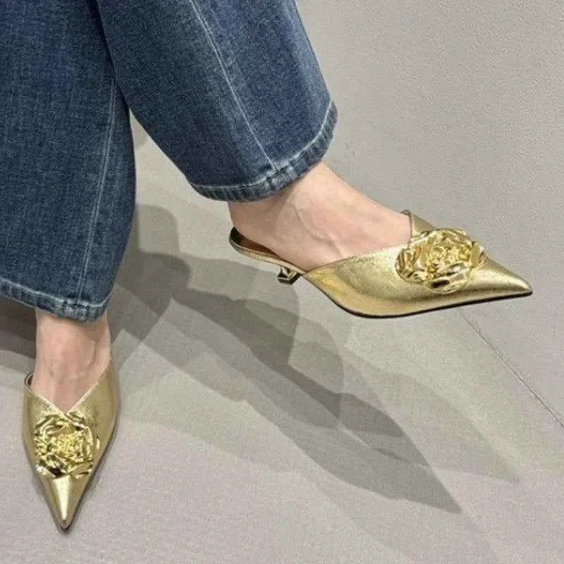 Women Flats Slippers Pointed Toe Elegant Mules