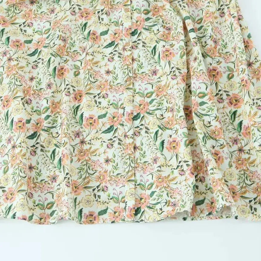 Women Floral Print Midi Dress with Belt