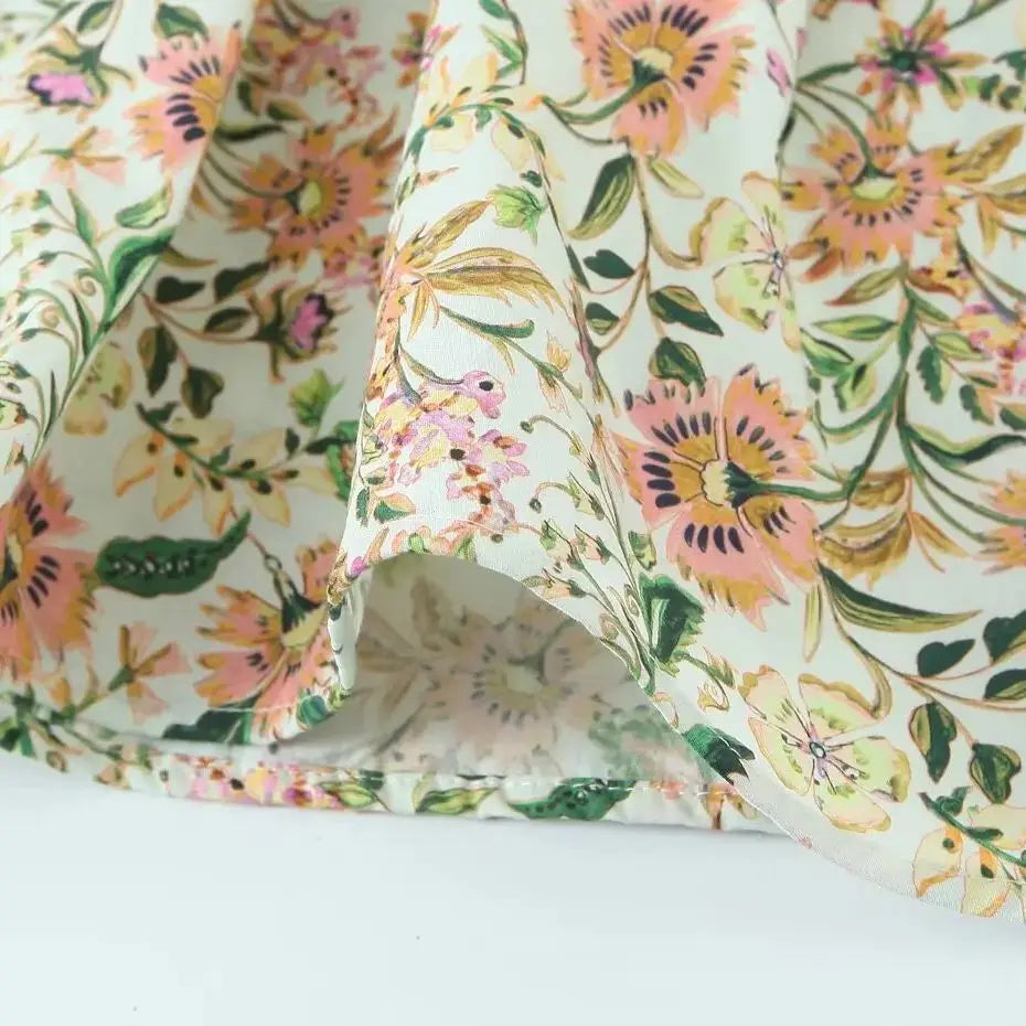 Women Floral Print Midi Dress with Belt