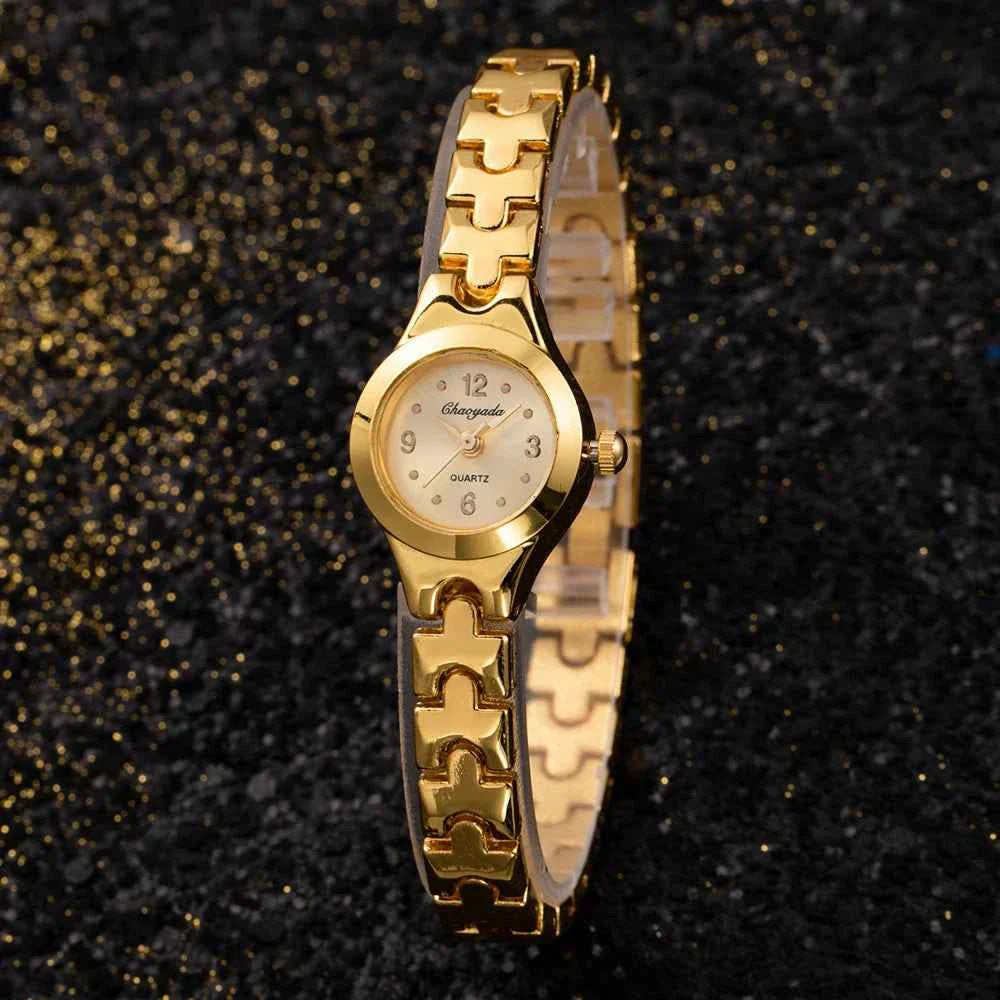 Women Gold Bracelet Quartz Wristwatch for Woman