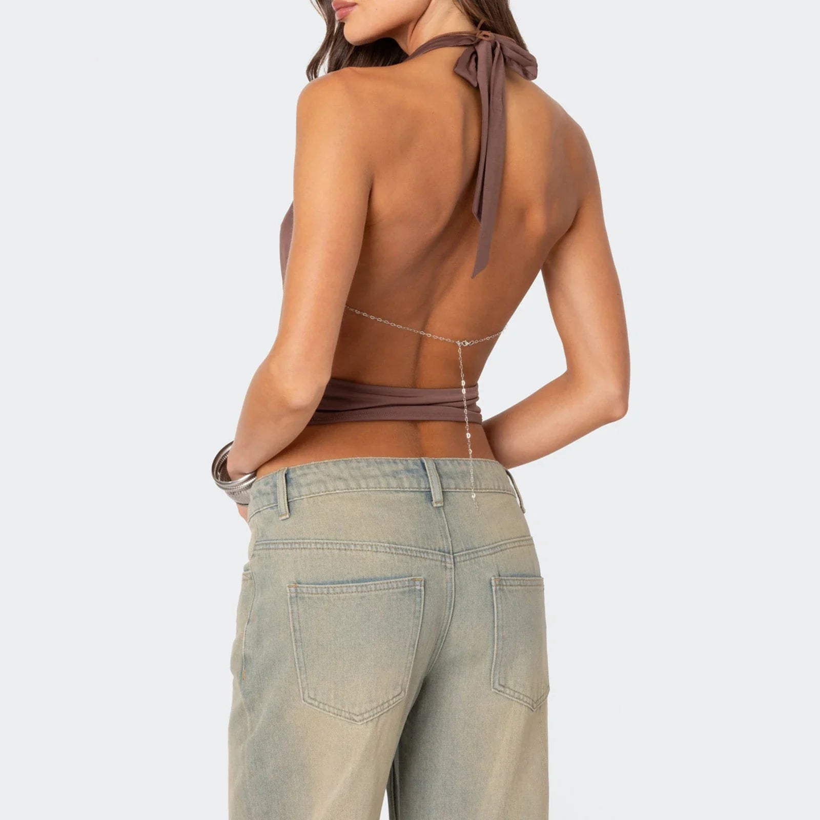 Women Halter Tank Tops Sleeveless Backless Crop Top