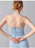 Women Halter With Shock-proof Chest Pad Backless Tank Top