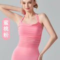 Women Halter With Shock-proof Chest Pad Backless Tank Top - pink / L