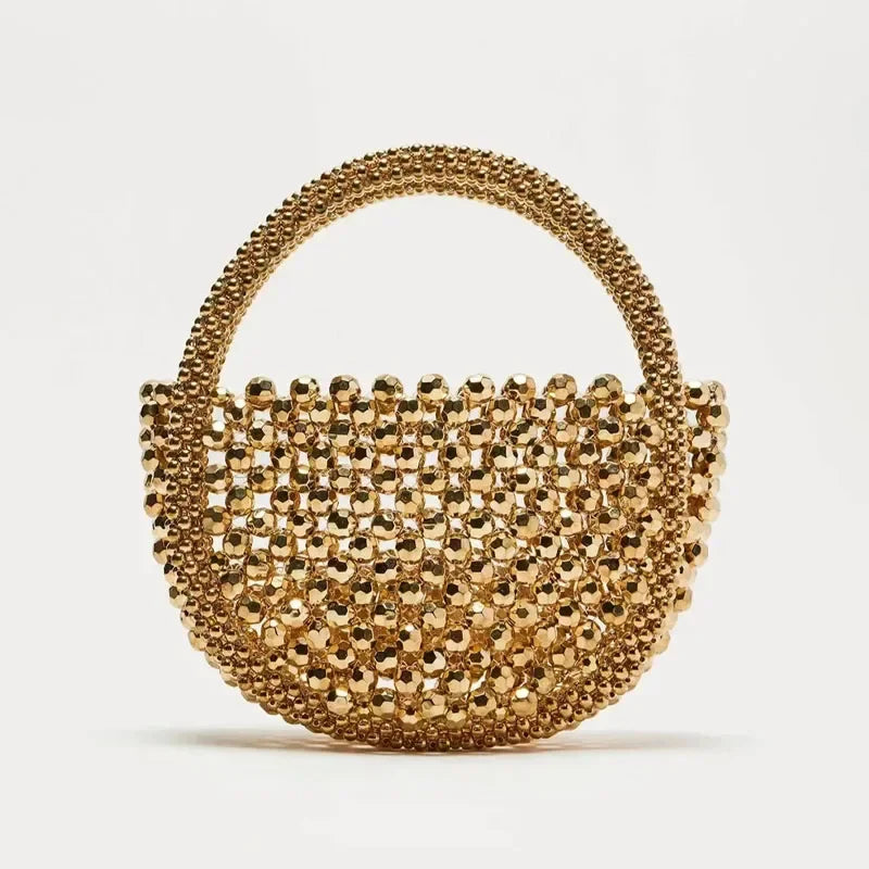 Women Handmade Woven Hand Bag - Gold / S