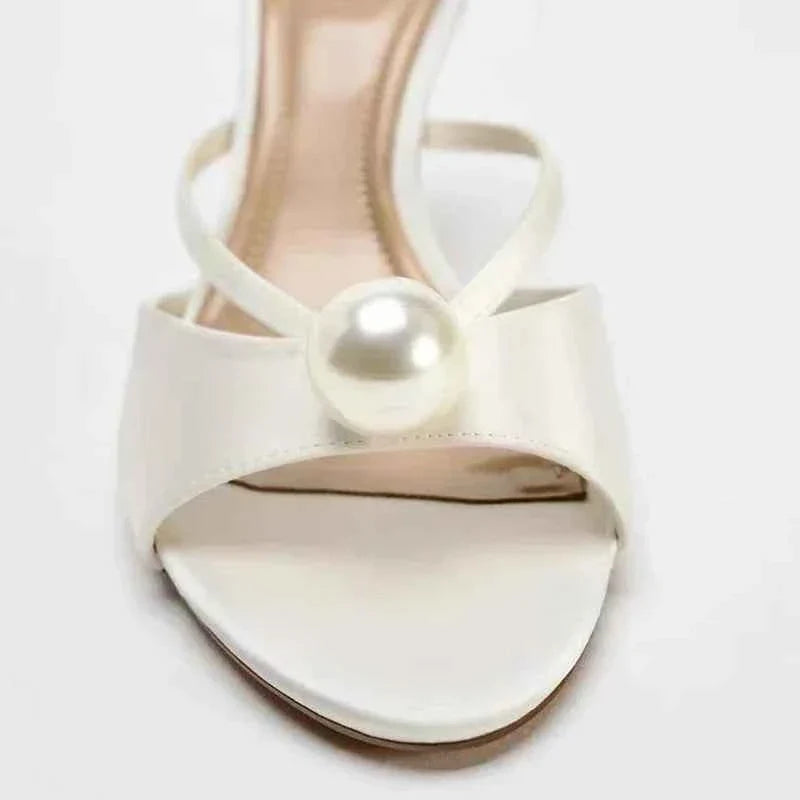 Women High Quality Satin Narrow Band Slide Sandals