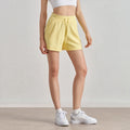 Women High Waist Shorts Outdoor Sport Running - yellow / XL