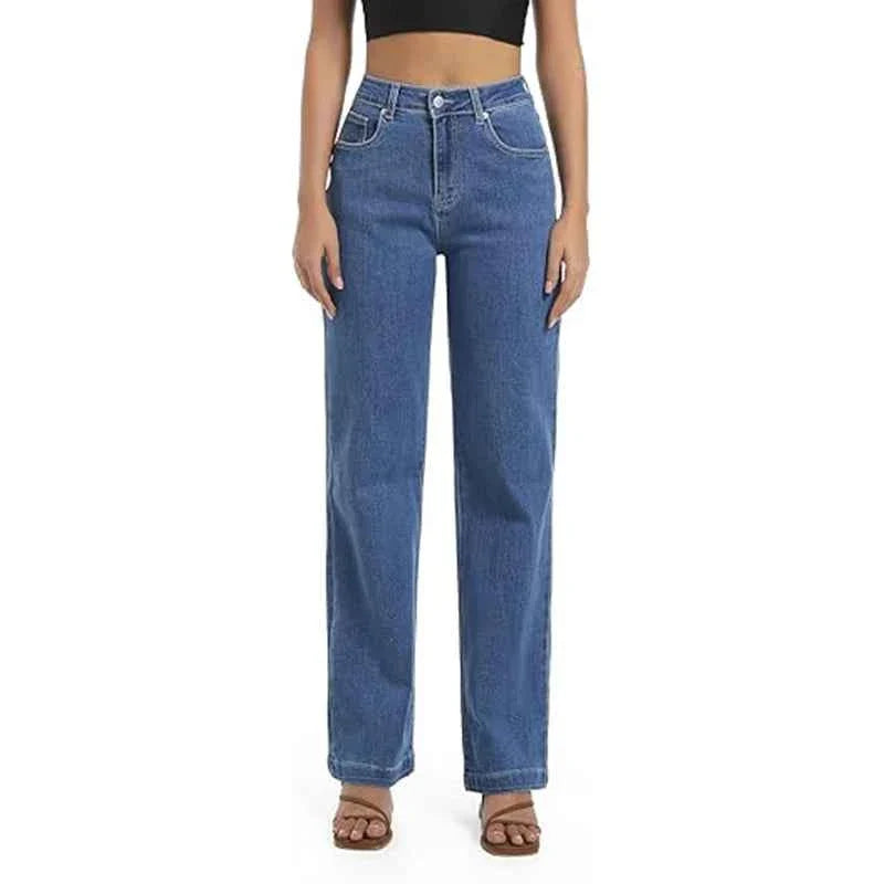 Women High Waisted Straight Leg Jeans