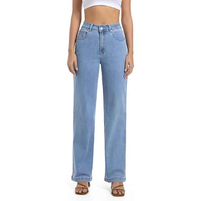 Women High Waisted Straight Leg Jeans