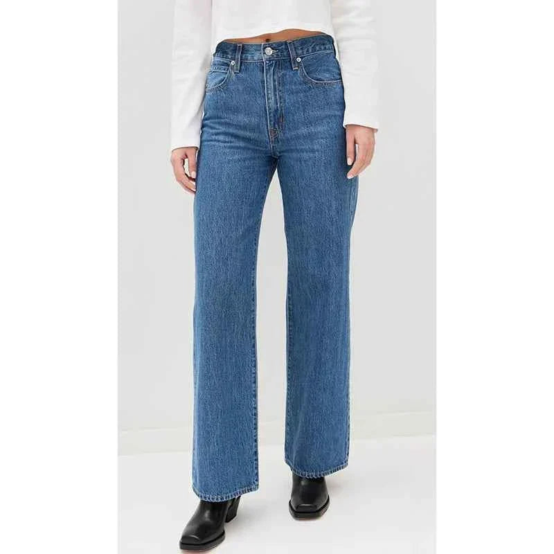 Women High Waisted Straight Leg Jeans