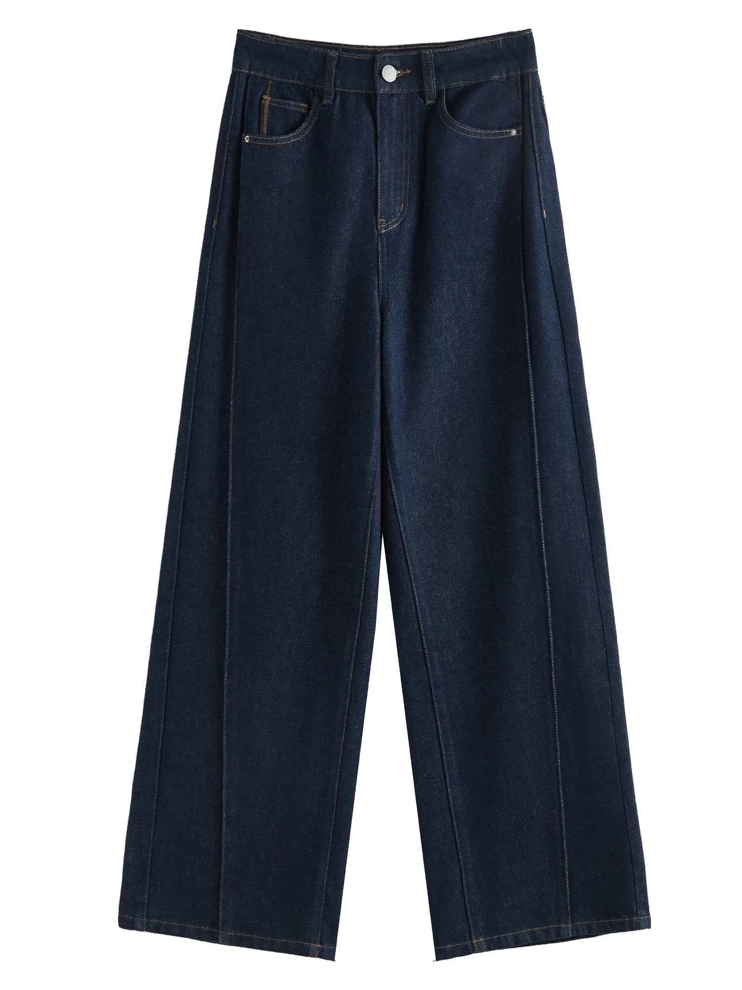 Women Jeans High Waist Cotton Wide Leg Trousers