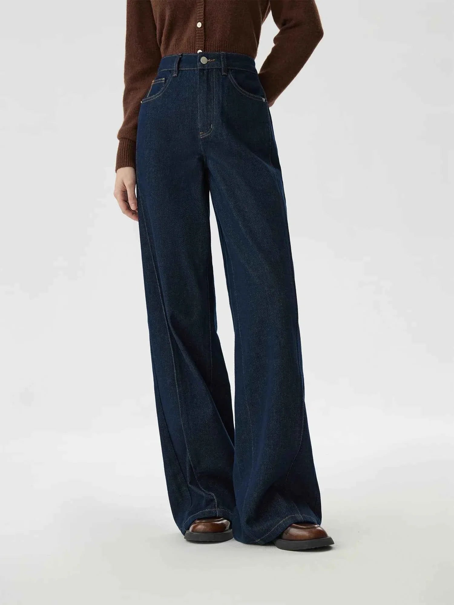 Women Jeans High Waist Cotton Wide Leg Trousers