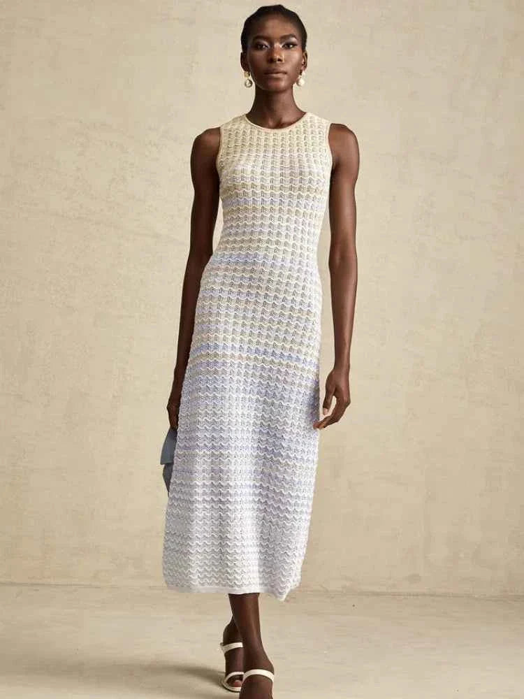 Women Knitted Dress Slim Sleeveless