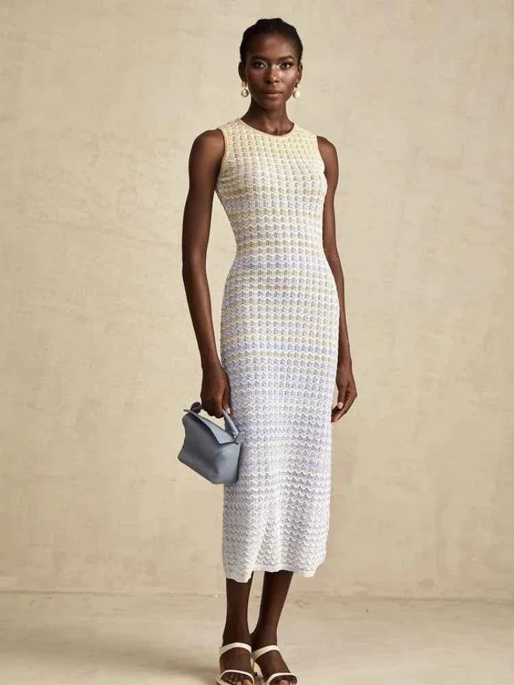 Women Knitted Dress Slim Sleeveless