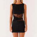 Women Lace Patchwork Mini Dress - black / M